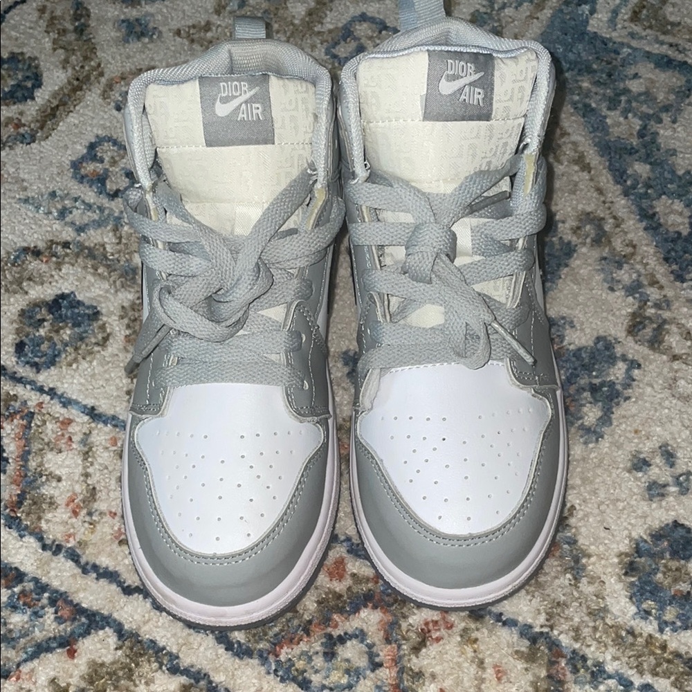 Dior Air Jordans Kids Gray and White size 3